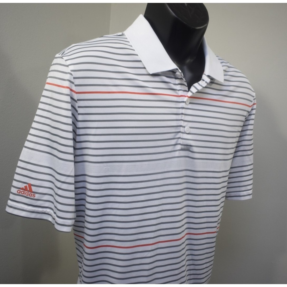 Adidas Golf Polo ClimaCool Striped Performance Short Sleeve Mens Size Large